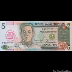 PHILIPPINES - P 177 A - 5 PISO - 1989
