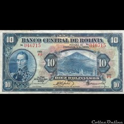 BOLIVIE - P 121 A (7) - 10 BOLIVIANOS - 1928