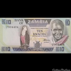 ZAMBIE - P 26 E - 10 KWACHA - 1988