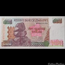 ZIMBABWE - P 11 A - 500 DOLLARS - 2001