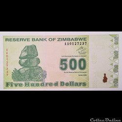 ZIMBABWE - P 98 - 500 DOLLARS - 2009