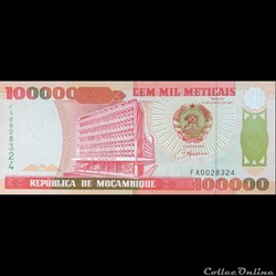 MOZAMBIQUE - P 139 - 100000 METICAIS - 1993