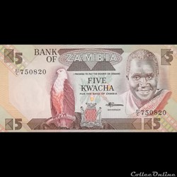 ZAMBIE - P 25 D - 5 KWACHA - 1988