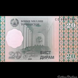 TADJIKISTAN - P 12 - 20 DIRAM - 1999