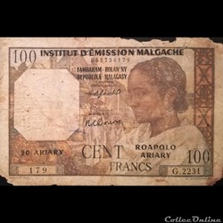MADAGASCAR - P 52 - 100 FRANCS - 1961