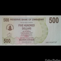 ZIMBABWE - P 43 - 500 DOLLARS - 2006