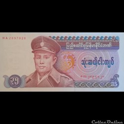 MYANMAR (BURMA) - P 63 - 35 KYATS - 1986