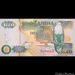 ZAMBIE - P 36 B - 20 KWACHA - 1992