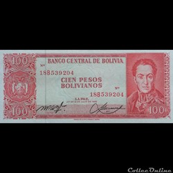 BOLIVIE - P 164 A (2) - 100 PESOS BOLIVIANOS - 1962