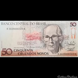 BRESIL - P 219 A - 50 CRUZADOS NOVOS - 1989