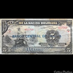 BOLIVIE - P 113 (2) - 5 BOLIVIANOS - 1929