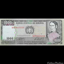 BOLIVIE - P 167 A (3) - 1000 PESOS BOLIVIANOS - 1982