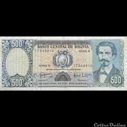 BOLIVIE - P 166 - 500 PESOS BOLIVIANOS - 1981