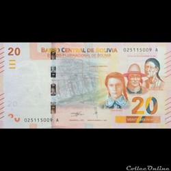 BOLIVIE - P 249 - 20 BOLIVIANOS - 2018