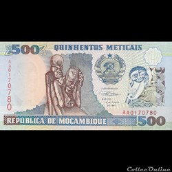 MOZAMBIQUE - P 134 - 500 METICAIS - 1991