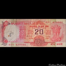 INDE - P 082 H - 20 RUPEES - 1985/1990