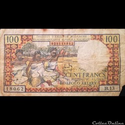 MADAGASCAR - P 57 - 100 FRANCS - 1966