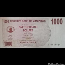 ZIMBABWE - P 44 - 1000 DOLLARS - 2006