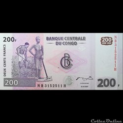 CONGO - P 099 - 200 FRANCS - 2007