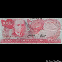 COSTA RICA - P 259 A (02) - 1000 COLONES - 1990