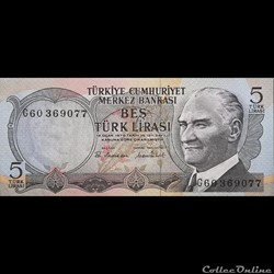 TURQUIE - P 185 - 5 LIRA - 1976