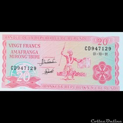 BURUNDI - P 27 C - 20 FRANCS 1991