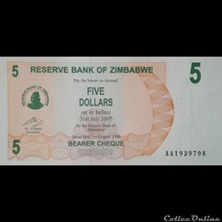 ZIMBABWE - P 38 - 5 DOLLARS - 2006