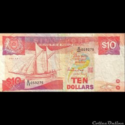 SINGAPOUR - P 20 - 10 DOLLARS - 1988