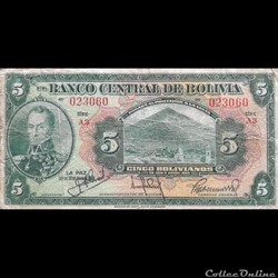 BOLIVIE - P 120 A (3) - 5 BOLIVIANOS - 1928