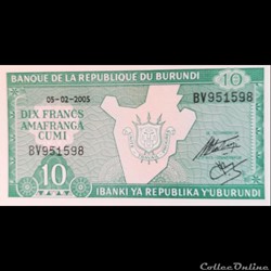 BURUNDI - P 33 E - 10 FRANCS 2005