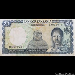 TANZANIE - P 03 A - 20 SHILLINGS - 1966