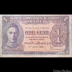 MALAYA - P 06 - 1 CENT - 1941