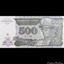 ZAÏRE - P 63 - 500 NOUVEAUX ZAÏRES - 1994