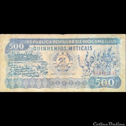MOZAMBIQUE - P 131 C - 500 METICAIS - 1989