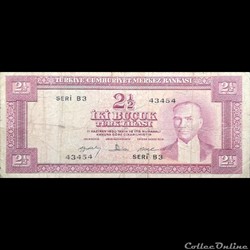 TURQUIE - P 153 - 2 1/2 LIRA - 1960