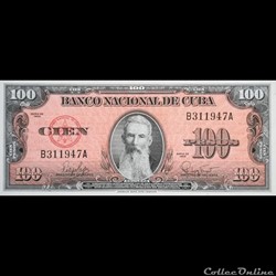 CUBA - P 093 - 10O PESOS - 1959