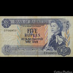 MAURICE (ILE) - P 30 C - 5 RUPEES - 1967