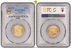 20 FRANCS OR NAPOLEON IER 1813 W ¨PCGS MS62