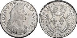 écu aux palmes Louis XIV 1693 P DIJON