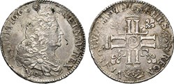 Ecu Louis XIV aux 8 L 1691 P DIJON , 1er Type , 1ère réformation