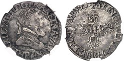 Quart de Franc d'argent Henri IV 1599/8 P DIJON