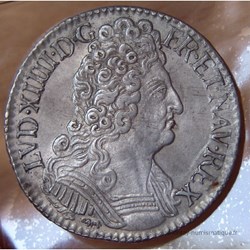 Demi écu d'argent Louis XIV dit aux trois couronnes 1711 P DIJON