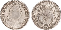 écu d'argent Louis XIV aux palmes 1694 P DIJON