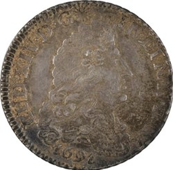 Quart d'écu d'argent dit aux 8L Louis XIV 1691 P DIJON Réf