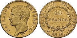 40 FRANCS OR AN 14 A NGC MS61