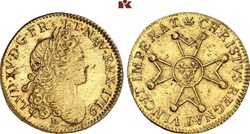 Louis d’or Louis XV dit à La Croix du Saint Esprit, de Maltes ou des Templiers 1719 P Dijon