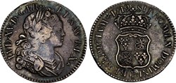 Écu de France-Navarre Louis XIV 1719 P DIJON