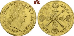 Louis d'or Louis XIIII Aux Insignes 1704 P DIJON , 1er Type , réformation