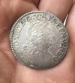 Demi écu d'argent Louis XIV dit aux trois couronnes 1713 P DIJON
