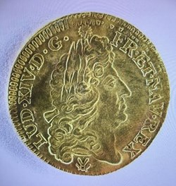 Louis d'or Louis XIV dit à L'écu ' Trésor de Plozevet ' 1691 P DIJON FLAN REFORME